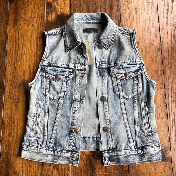 J. Crew Indigo Denim Acid washed collared Vest